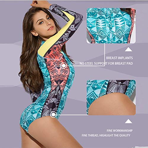 Iusun Women 's One Piece Wetsuit Long Sleeve Thin Zipper Creative Siamese Swimwear Super Stretch Rash Guard UV Protection - Perfect for Swimming/Scuba Diving/Snorkeling/Surfing/Wading - Thumbnail 4