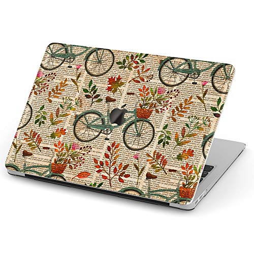 Wonder Wild Case For MacBook Air 13 inch Pro 15 2019 2018 Retina 12 11 Apple Hard Mac Protective Cover Touch Bar 2017 2016 2015 Plastic Laptop Print Floral Bicycle Newspaper Pattern Vintage Plant Leaf