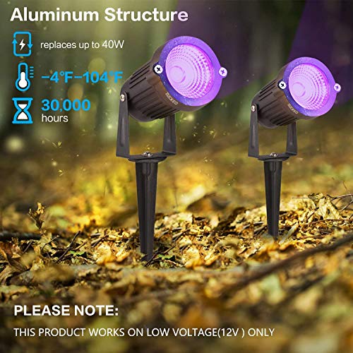   Hypergiant 12W Waterproof Plug in UV LED Spotlight ,Outdoor Black Lights,120V AC,3.3ft wire,Stake landscape Light for Outdoor Decoration Yard Lawn Patio Garden Path Tree(2-PACK) - Thumbnail 2