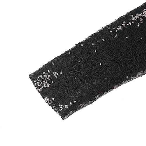 HaoDuoYi Women's Sparkly Sequins Pocket Side Open Front Casual Coat Jacket(L,Black)