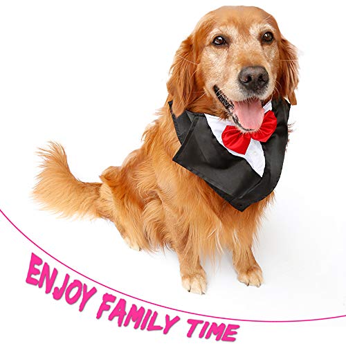 DogLemi Dogs Tuxedo Neckwear Scarf Wedding Halloween Tuxedo Bowtie, Pet Bandana Dress-up Costumes Cosplay Accessories