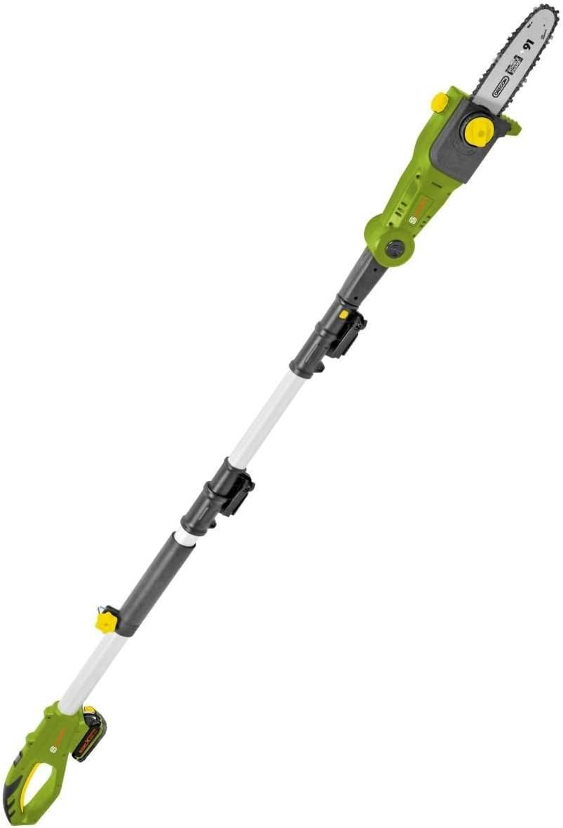 SmartEco 20V Lithium Ion Cordless 8-inch Telescoping Pole Saw with Automatic Chain Lubrication System (1x2.0Ah Battery & 1hr Fast Charger Included)