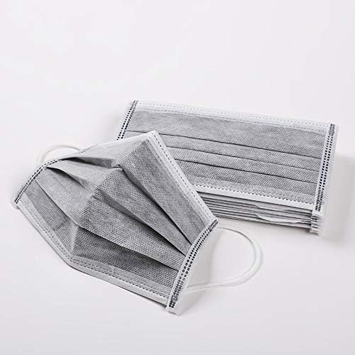Disposable 4-Ply Face Mask Antiviral Medical Surgical Earloop Cotton Activated Carbon Masks for Personal Health - 10 Pack