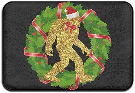 Christmas Squatchin With Wreath Non Slip Doormat Entrance Mat Floor Mat Rug Dirt Trapper Mats 15.7"x23.6"
