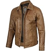 Blingsoul Premium Vintage Leather Jacket Men - Real Lambskin Trucker Mens Leather Jackets