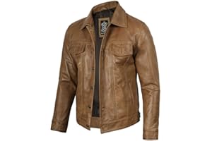 Decrum Leather Jacket For Men - Real Lambskin Vintage Trucker Mens Leather Jackets