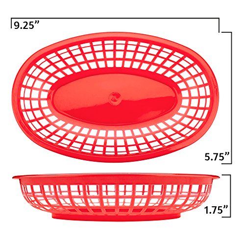 Large Red Plastic Food Baskets by Pudgy Pedro's Party Supplies (36-pack)