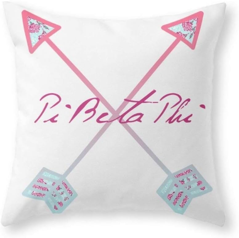 Funy Decor Throw Pillow Covers Pink Arrows Printed Decorative Square Pi Beta Phi Cushion Cases Pillow Cases for Sofa Bedroom Car 18 x 18 Inch
