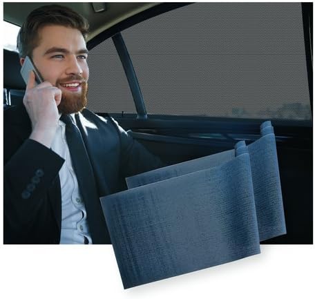 Car Window SunShade (2 pack) Shield Your Baby from Sun, Glare, UV &amp; Heat - Kids Fun Shade is Driver &amp; Tint Safe. Vinyl Mesh Superior to Cling, Suction, Sox or Static Screen to Protect Rear Passengers