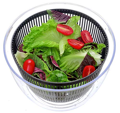 Xileny X SLN01 Salad Spinner Lettuce Washer and Drier - 5L Capacity & BPA Free Non-Skid Base and Easy Brake Button - Prepares Leaf Green Salads in an Instant - Innovative Design Black and White - Thumbnail 4