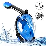 marsboy Full Face Snorkel Mask - Dual-Snorkel for Easier Breathing, Shatterproof PC Design, 180 Degree Viewing Window, Anti-Fog & Anti-Leak, Skin Diving Snorkel Mask Full Face for Adult and Youth, L