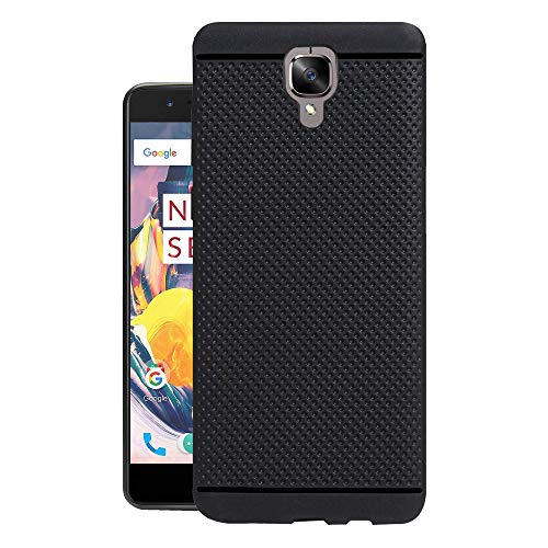 Hello Zone Dotted Matte Finish Soft Rubberised Back Case Cover for OnePlus 3T /OnePlus 3 - Black