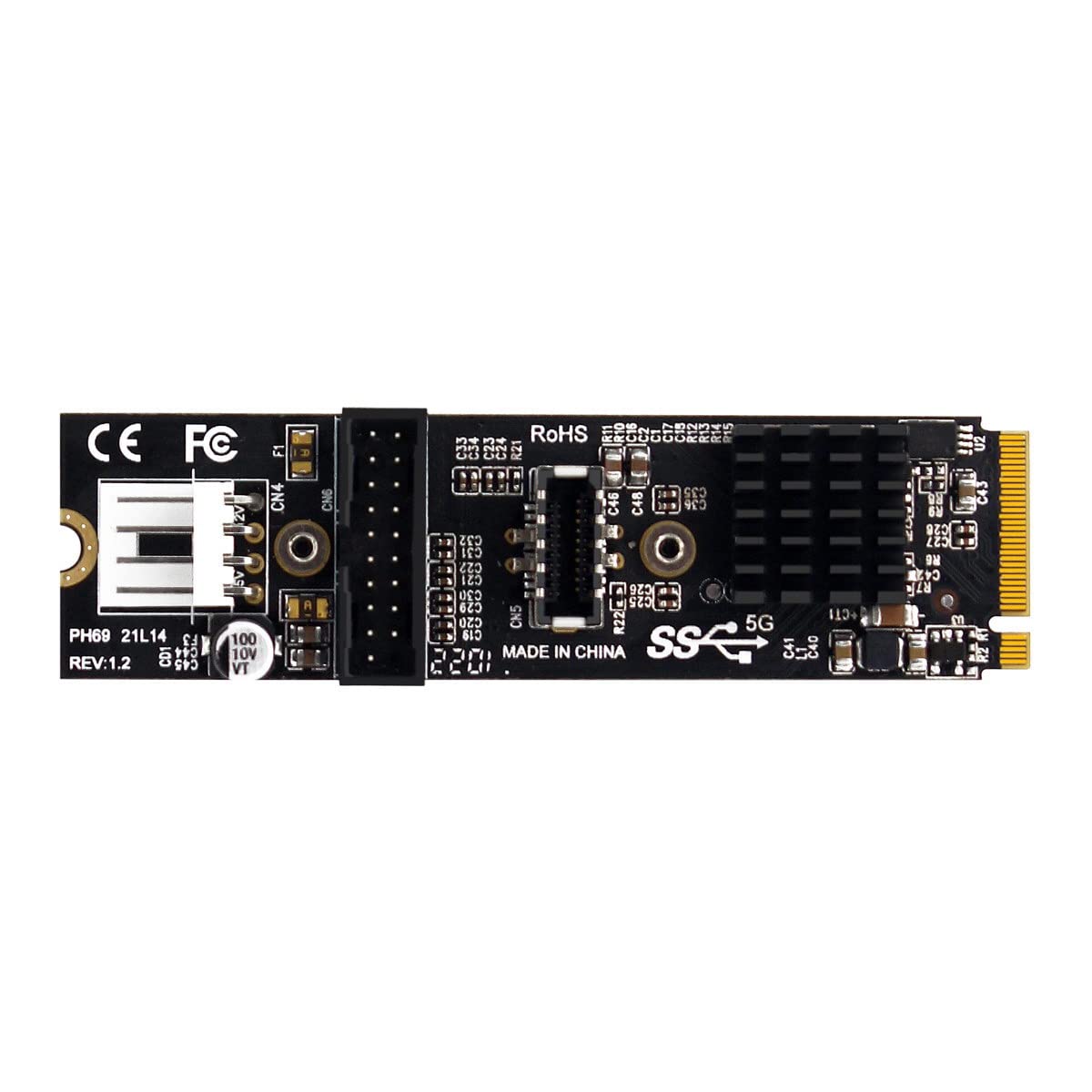 Cablecc 5Gbps Type-E USB 3.1 Front Panel Socket & USB 2.0 to NVME NGFF M-Key Express Card VL805 Adapter for Motherboard