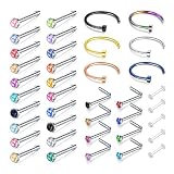 Incaton Nose Rings, 33PCS 22G 316L Surgical Stainless Steel Body Jewelry Piercing Nose Hoop Ring and Nose Stud Ring