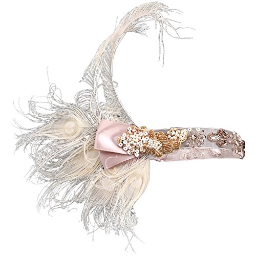BABEYOND Peacock Feather Headband Flapper Hairband Vintage 1920s Great Gatsby Headband for Fancy Dress Party Art Deco Accessories Awesome Crystal