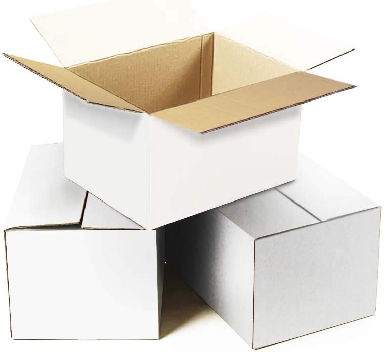 Calenzana 8x6x4 Shipping Boxes Set of 25, Small Corrugated Cardboard Box for Mailing Packing Gifts, White : Office Products
