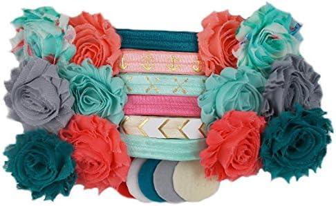 Coral Reef - Mini DIY Headband Kit - Makes 12 Single or 6 Double Headbands - Baby Shower Headband Station - Fashion Headbands for Birthday Party &amp; Baby Shower Games