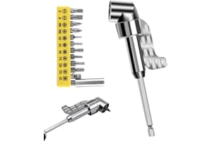 HKNBJ 105 Degree Right Angle Drill Adapter, 1/4" Hex Shank Driver Angle Drill Attachment, Right Angle Drill Attachment, Extension Power Screwdriver Drill Attachment for Screwdriver Drill (Long)