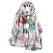 STORY OF SHANGHAI Womens 100% Mulberry Silk Head Scarf For Hair Ladies Silk Scarf Gift for Valentine's Day,White Peony,One Size