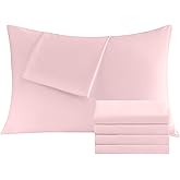 Pillowcases Standard 4 Pack, 20x26 Pillow Cases with Envelope Closure, Soft Plain Brushed Microfiber Covers Breathable Wrinkle-Resistant, Pink