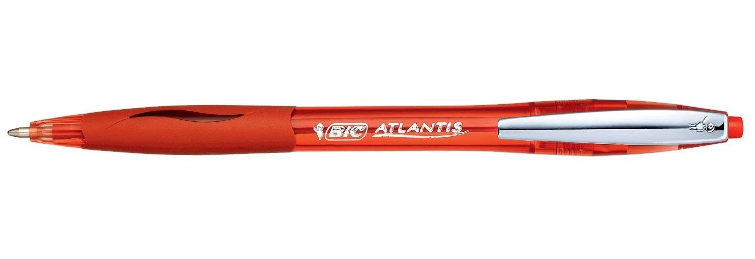 BIC Atlantis Soft Ball Pens Medium Point (1.0 mm) - Red, Box of 12