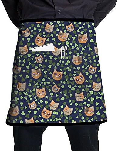 LIHAI Cute Cat Apron With Pockets Short Apron Funny Prepare For Family Woman Tailgate Grilling Materia One Size