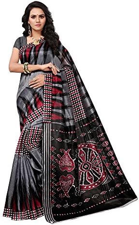 Applecreation Women's Bhagalpuri Silk Saree with Unstitched Blouse Piece (Multi-Coloured_APHBUSP104_P)