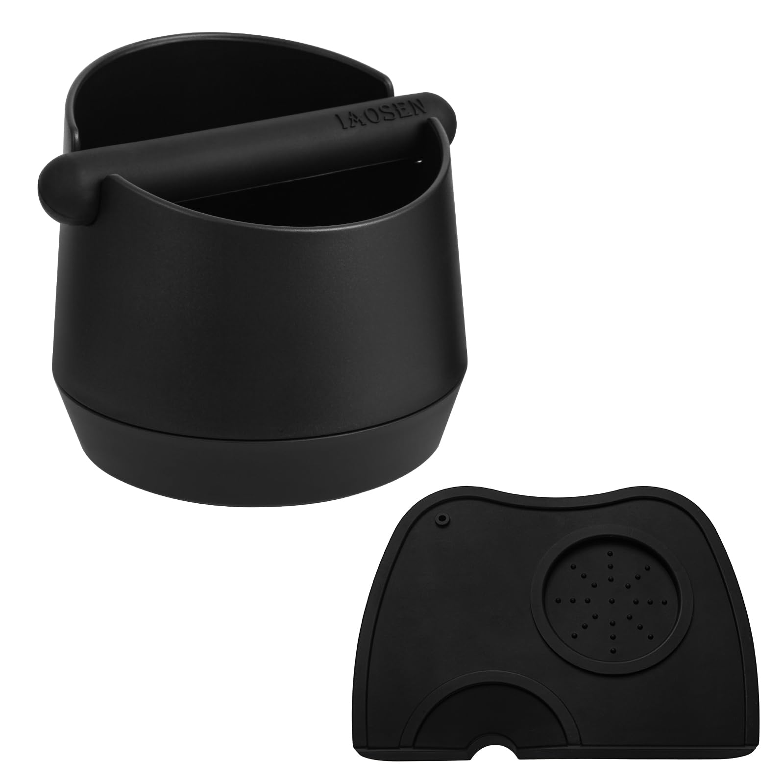 Photo 1 of IAOSEN 6 Inch Large Capacity Design Espresso Knock Box Tamping Mat Espresso Machine Accessories Set of 2 with Removable Knock Bar and Anti-Slip Base for Home Office Barista Tools for Bar Shop