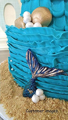 ScivoKaval Beach Theme Starfish Ocean Seashell Mermaid Tail Wedding Birthday Party Cake Silicone Mold Baking Chocolate Fondant Cupcake Soap Candy Decor Sugar Craft Gum Paste Clay Making Molds Set of 4
