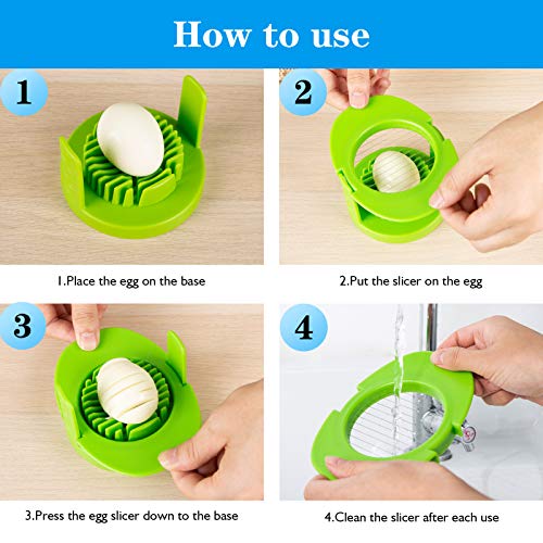 Egg Slicer for Hard Boiled Eggs, 5 in 1 Egg Slicer with Sturdy Stainless Steel Cutting Wire
