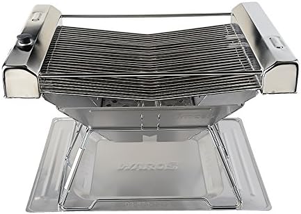 WAROS Camping Brazier Grill For Outdoor Activities, No Burn and No Soot with stainless steel, 530 x 390 x 350 mm