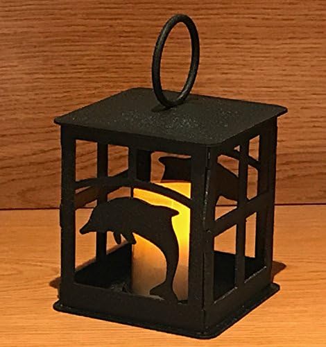 Made in USA Dolphin Themed Steel Candle Lantern