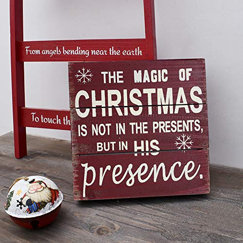 E-view Wooden Box Signs Christmas Holiday Decor, Wood Wall Art Plaque Cute Winter Decorations Decorative Sign for Home Office
