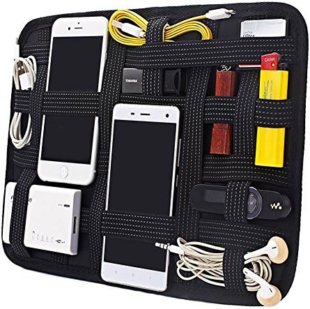 SharkFZ Electronics Organizer for Iphone Ipad Accessories,Hard Personal Travel Electronics Organizer(Black 10.6 X 7.5inch)