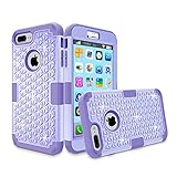 iPhone 7 Plus Case, LONTECT Hybrid Heavy Duty Shockproof Diamond Studded Bling Rhinestone Case with Dual Layer [Hard PC+ Soft Silicone] Impact Protection for Apple iPhone 7 Plus (Purple)