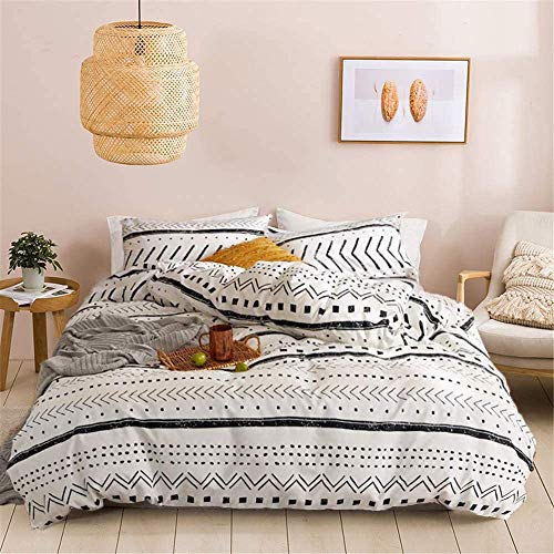 Jumeey White Boho Comforter Set Queen Aztec Bedding Full Size Black and