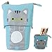 iSuperb Standing Pencil Pouch Pencil Case Cute Cat Telescopic with Zipper Canvas Kwaii Cartoon Pencil Bag Stationery Box for Kids Girls Boys School Supplies 7.5 x 4.9 x 3.0inch/4.1x 3.0inch