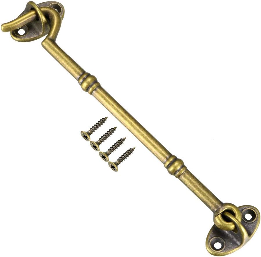 sourcing map 6" Cabin Hooks Eye Latch Door Gate Swivel Window Brass Hook with Mounting Screws Antique Bronze 1pcs