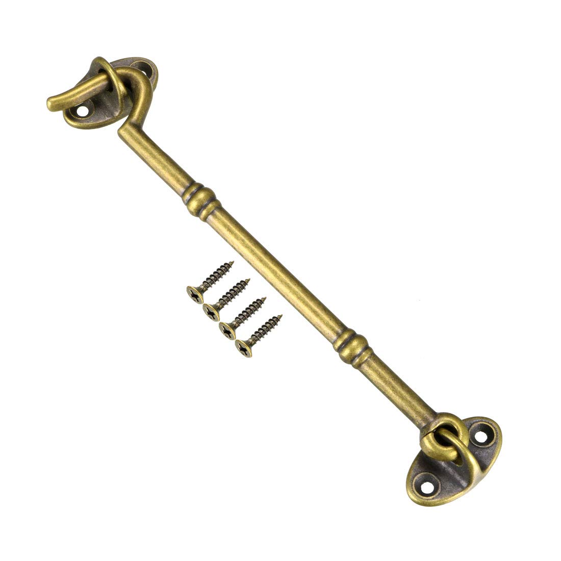 sourcing map 6" Cabin Hooks Eye Latch Door Gate Swivel Window Brass Hook with Mounting Screws Antique Bronze 1pcs