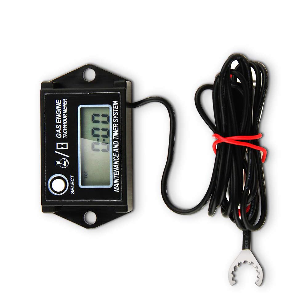 MACHSWON Digital Tiny Tachometer Tach Hour Meter RPM Counter for Snowmobile Skis Motor Bike Go Kart Lawn Mower