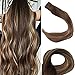 Full Shine 20 Inch Remy Tape in Real Human Hair Extensions 2.5g/Pcs 50g Per Pack Color #4 Fading to #27 and #14 Highlighted With Color #4 Balayage Ombre Tape Extensions