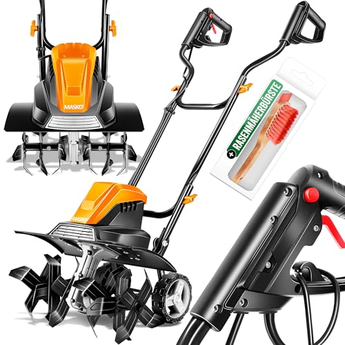 MASKO® Motorhacke elektrisch | Gartenfräse 1500 Watt 45cm Breite 20cm Tiefe | Bodenhacke Ackerfräse Kultivator | Elektro Hacke | klappbarer Handgriff