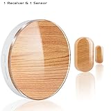 Heiyo Wireless Door Sensor Chime Wood Grain Series-1 Magnetic Door Sensor and 1 Remote Receiver with Operating at 260-feet/52 MP3 Chimes/ 4-Level Volume for Home/Office/Stores or Other