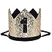 Maticr Glitter First Birthday Crown Baby Boy 1st Bday Party Hat Cake Smash Photo Prop (Large Gold & Black 1)