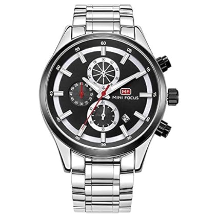 Mini Focus Luxury Mens Watch,Top Brand Dual Quartz Watch,Chronograph Casual Fashion Waterproof Stainless Steel Back Male Wristwatch MF0081G.01