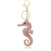 YRMLYMOP Cute Seahorse Keychain for Women: Pink Crystal Rhinestone Sparkling Keychain for Bag Pendant Handbag