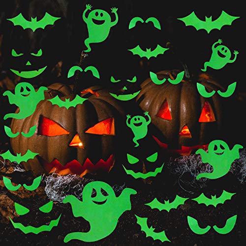 LOCOLO 44Pcs Halloween Luminous Wall Stickers Set, Halloween Window Cling Decals Halloween Wall Decals Stickers Glow in The Dark Luminous Bats Ghost Peeping Eyes Decals Wall Decor - Thumbnail 7