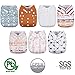 Nora's Nursery Cloth Diapers 7 Pack with 7 Inserts & 1 Wet Bag - Waterproof Cover, Washable, Reusable & One Size Adjustable Pocket Diapers for Newborns and Toddlers - Jungle Cat