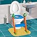 Potty Training Seat with Ladder - Kids Toilet Trainer 2-in-1 Toddler Step Stool & Portable Travel Seats Steps for Toddlers Baby Girls & Boys w/Child Infant Urinal Cover on top of Chair Folding Stairs