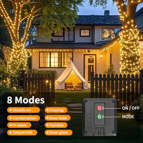 Hoteril Solar Outdoor String Lights, 3 x 17 m 150 LEDs Solar Lights LED Outdoor Garden 8 Modes with Memory Function Waterproof IP65 String Light for Parties, Patio, Christmas Light